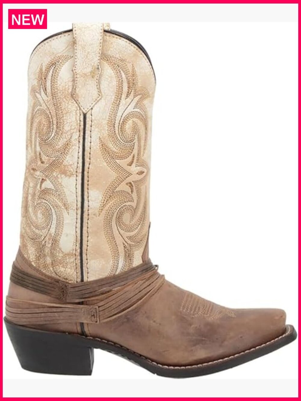 Embroidered Square Toe Mid Calf Cowboy Boots Low Heel Leather